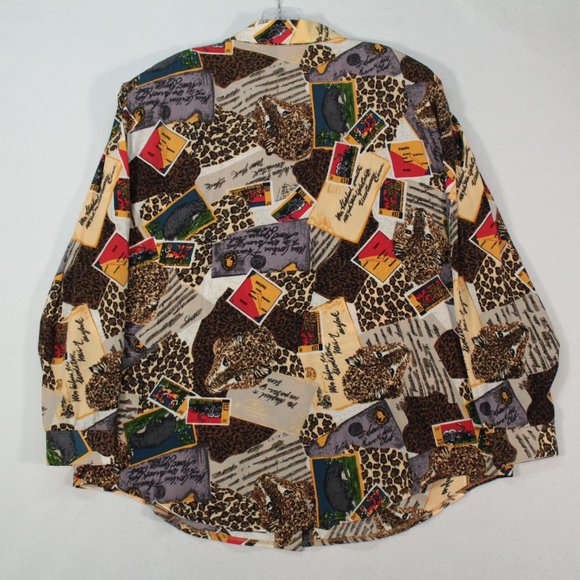 Vintage S. G. Sport Collection Top Women's 1X Busy All Over Print Blouse - Picture 12 of 15